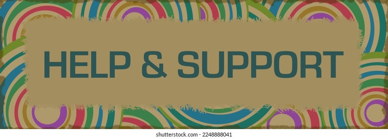 Help And Support text written over colorful background.