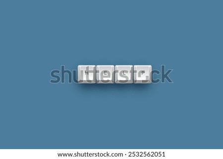 Help text on a 3d keyboard button with shadow, 3d illustration 