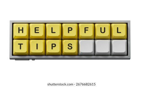 Helpful tips symbol. Computer keyboard keys with words Helpful tips.Business and Helpful tips concept. Copy space.3D rendering on Green Screen for footage and clipping path.