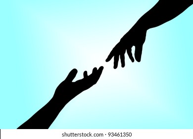 Grey Shadows Hands Reaching Each Other Stock Photo 1642277683 ...