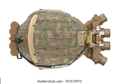Hemet military army camouflage, top view. 3D rendering
