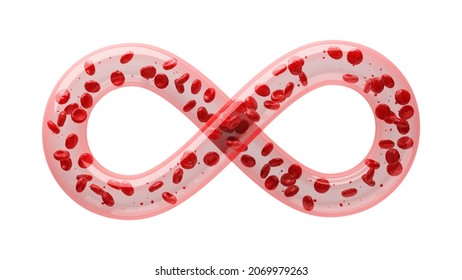 Hemoglobin Blood Vessels Infinity Symbol Red Cells System Body Scientific. Ischemic Heart Disease Anemia. Medical Medicine And Disease. Gene Dna Abstract Concept. Clipping Path. 3D Illustration.