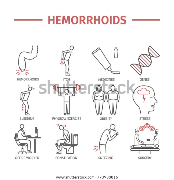 Hemorrhoids Line Icon Infographics Signs Web Stock Illustration ...