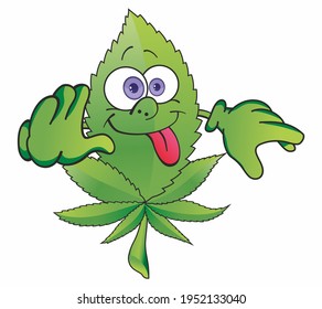 Hemp Leaf Cute Funny Weed Marijuana Stock Illustration 1952133040