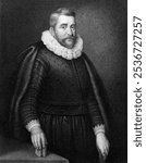 Henry Wotton (1568-1639) on engraving from 1831. English author and diplomat. Engraved by J.Cochran and published in Portraits of Illustrious Personages of Great Britain, UK, 1831