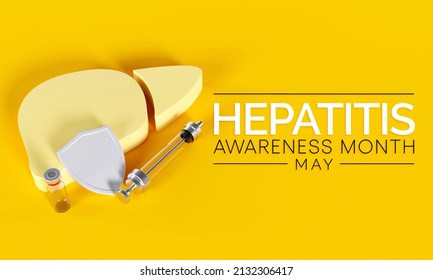 Hepatitis Awareness Month Is Observed Every Year In May, The Liver Is A Vital Organ That Processes Nutrients, Filters The Blood, And Fights Infections. 3D Rendering