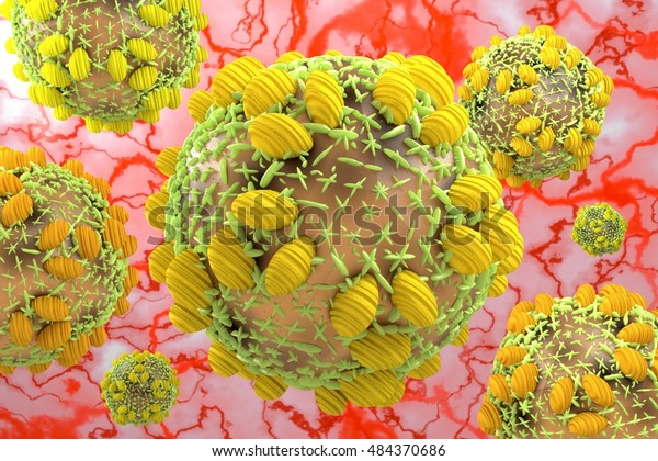 Hepatitis C virus HCV 3D\
illustration