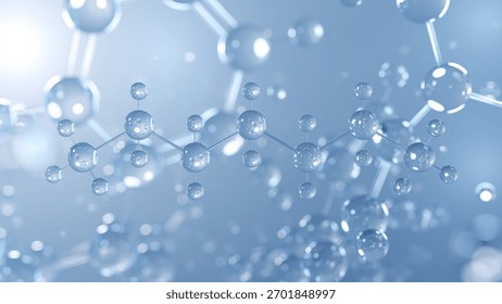 heptane molecular structure 3d, solvent structural chemical formula view from a microscope