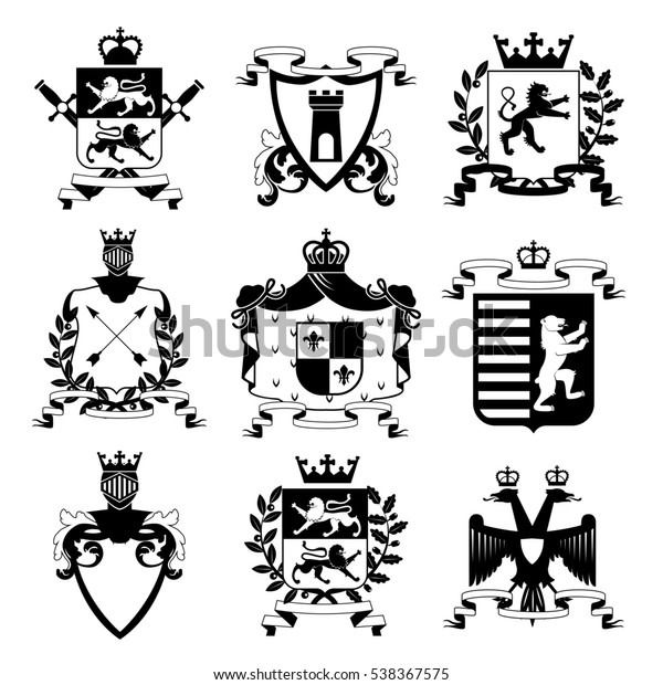 Heraldic Coat Arms Family Crest Shields Stock Illustration 538367575 ...