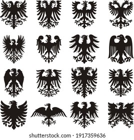 Heraldic Eagles Black White Silhouettes Set Stock Vector (Royalty Free ...