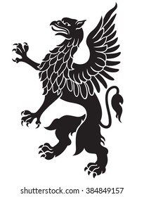 Heraldic Griffin Black Wings Isolated On Stock Illustration 384849157 ...