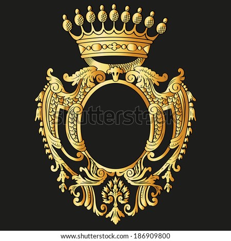Heraldic shield and crown. Raster version, EPS file also included in the portfolio.