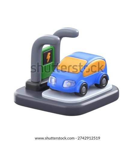 Here is a 3d illustration denoting ev charging station concept