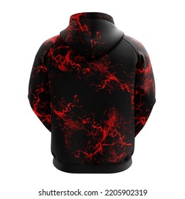 Here Is The 3D Realistic Mockup Of Fishing Hoodie That Contain Red Texture.