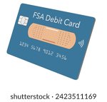 Here is a flexible spending account debit card also known as an FSA debit card. This is generic, mock, 3-d illustration.