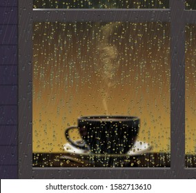 Hot Coffee On Rainy Day Stock Illustrations Images Vectors Shutterstock