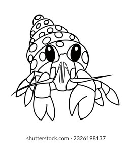 Hermit crab lined design drawing 