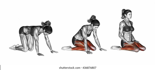 Hero Pose. Virasana. Yoga. 3D Illustration