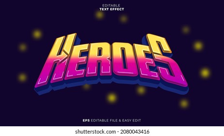 Heroes Editable Text Effect EPS File