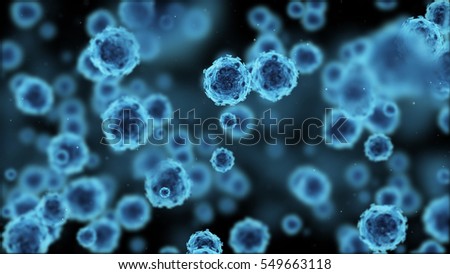 Herpes virus or germs microorganism cells under microscope. Fast multiplication of bacteria. Infection and microbe. Microbiology, popular scientific black background. High Quality 3D Render. Stock photo © 