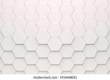 Hexagon Background. 3d Illustration White Hexagon Stack.
