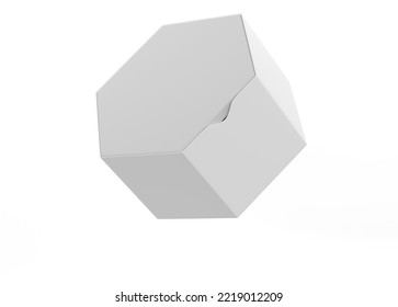 Hexagon Box Mockup Isolated On White Background. 3d Illustration