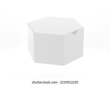 Hexagon Box Mockup Isolated On White Background. 3d Illustration