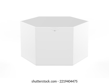 Hexagon Box Mockup Isolated On White Background. 3d Illustration