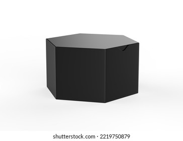 Hexagon Box Mockup Isolated On White Background. 3d Illustration