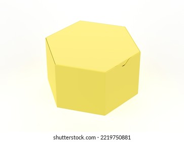 Hexagon Box Mockup Isolated On White Background. 3d Illustration