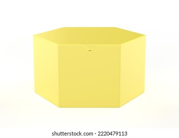 Hexagon Box Mockup Isolated On White Background. 3d Illustration