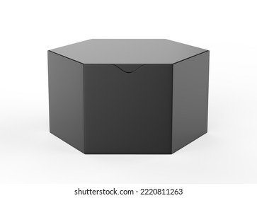 Hexagon Box Mockup Isolated On White Background. 3d Illustration