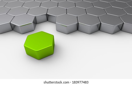 Hexagon Building Blocks Concept - Green Leader