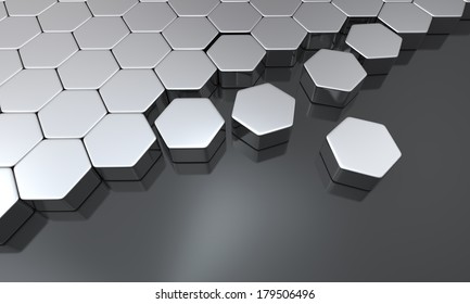 Hexagon Building Blocks Silver Black