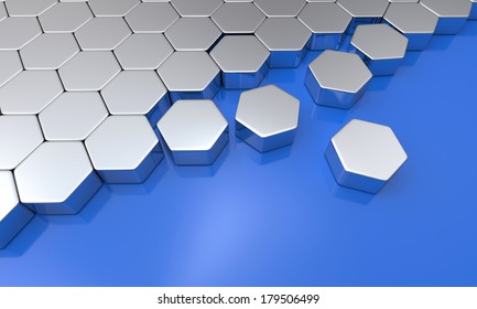 Hexagon Building Blocks Silver Blue