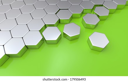 Hexagon Building Blocks Silver Green