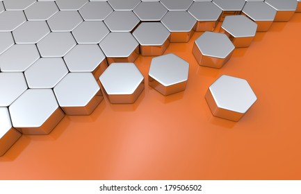 Hexagon Building Blocks Silver Orange