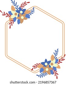 Hexagon Decorated With Floral Frame Illustration On Transparent Background