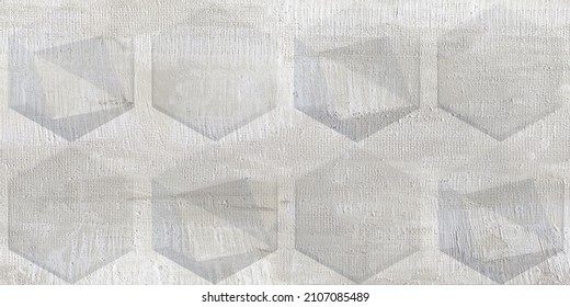 Hexagon Pattern Relief Background With White Plaster Background