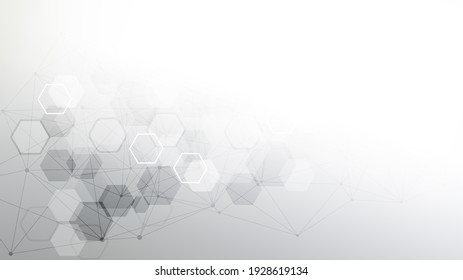 Hexagonal Abstract Background. Big Data Visualization. Global Network Connection.