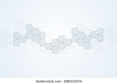 Hexagonal Abstract Background. Big Data Visualization. Global Network Connection. Medical, Technology, Science Background.  Illustration.