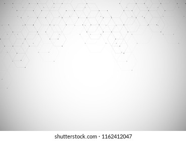 Hexagonal background. Digital geometric abstraction with lines and dots. Geometric abstract design