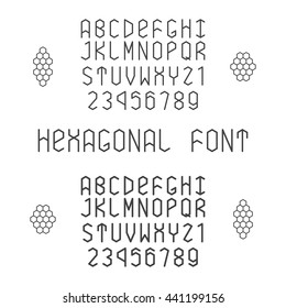 Hexagonal Bitmap Font With Numerals In Normal And Bold Style