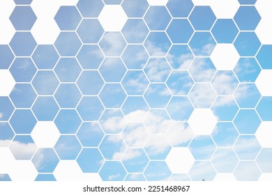 hexagonal clouds, futuristic nature background