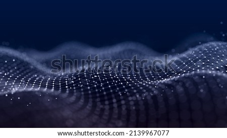 Hexagonal digital communication structure. Data technology background. Connection of dots and lines on a dark background. 3D .
