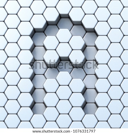 Hexagonal grid letter A 3D render illustration 