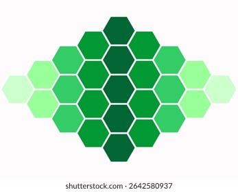 hexagonal image design with green gradient arranged like a honeycomb on a white background