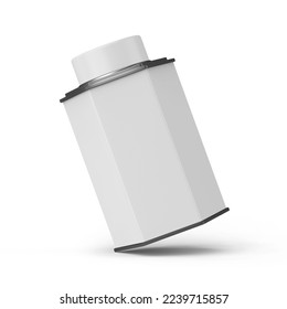 Hexagonal Metallic Tea Pot container box isolated on white blank image 3d rendering