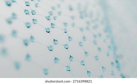 Hexagonal molecular grid, blue atomic lattice structure pattern. Clean science background for biotechnology, pharmacy, or genetic engineering concepts. 3d rendering