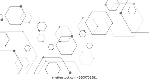 Hexagonal Molecular structure abstract tech network pattern. abstract geometric hexagon with connecting dots and lines. connecting Medical science, technology concept background Vector illustration.	
